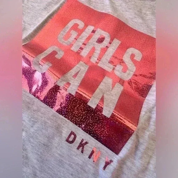 DKNY Girls' Fashion Long Sleeve T-Shirt  Gray Pink Sparking size 5t and Size 6x - Picture 11 of 12